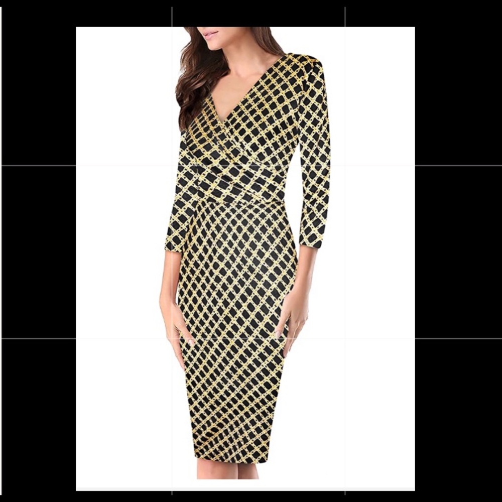 Chain Patter Wrap Dress *NEW W/TAG*